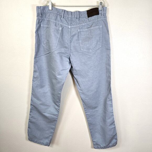 Ermenegildo Zegna Pants Men's 40 Blue Cotton Linen Blend Coastal Casual READ - Picture 2 of 12